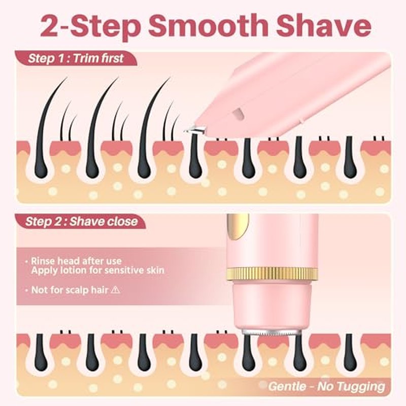 2025 Upgraded Bikini Trimmer for Women, Dual-Head Shaver with LCD Display, Ceramic-Blade Pubic Hair Trimmer, IPX7 Waterproof Wet & Dry Shower Shaver, Travel-Ready Gift Pouch (Light Pink)