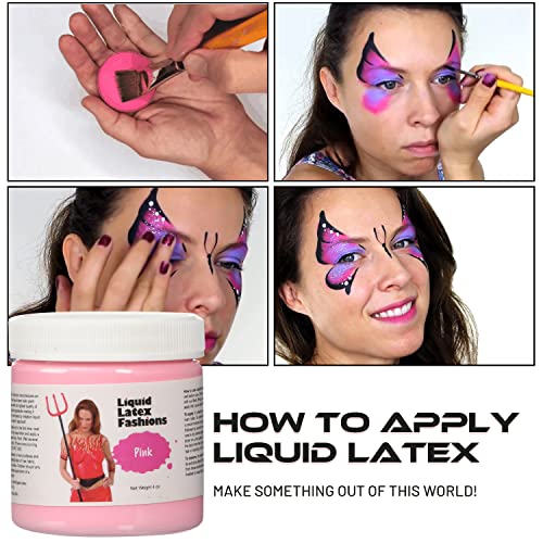 Pink 4 Oz - Liquid Latex Body Paint, Ammonia Free No Odor, Easy On and Off, Cosplay Makeup, Creates Professional Monster, Zombie Arts