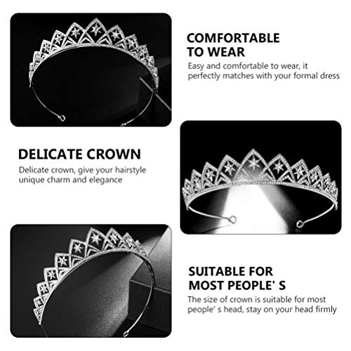 Silver Bridal Tiara Crown Headband for Wedding & Party Women Girls - Rhinestone Headdress