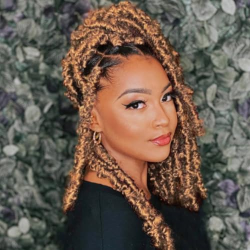 12 Inch Blonde Butterfly Locs Crochet Hair - 6 Packs, Short Faux Locs, Distressed Style
