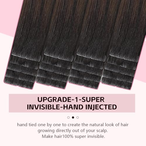 Invisible Tape in Hair Extensions - Real Human Hair, 16 Inch, Natural Black to Caramel Blonde, 3rd-Gen Sweetmet