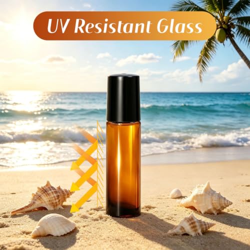 60 Pack Reusable Essential Oil Roller Bottles 10ml - Amber & Clear Variation