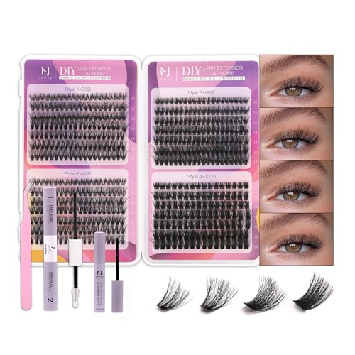 JoMay Lash Clusters Kit 560Pcs Cluster Eyelash Extensions Wispy Individual Volume with Lash Bond and Seal Waterproof, Includes Tweezers & Glue - Beginner Friendly D Curl 10-18mm(30D/40D/60D/100D)