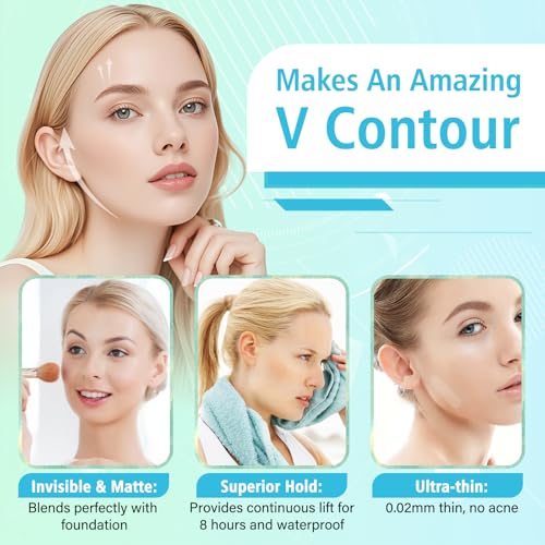 Face Lift Tape,Face Neck Tape Lifting Invisible,172pcs Instant Facelift Tape for Facial,Turkey Neck Jowls,Eyes Loose Skin,Double Chin,Wrinkles,Sagging Skin Tightening,V-Edge Face Necks Less Strip