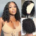 Glueless Human Hair Curly Bob Wig 8 Inch Pre Plucked Deep Wave Natural Black
