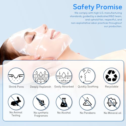 Hydrogel Face Mask 4-Pack with Collagen & Hyaluronic Acid for Deep Hydration