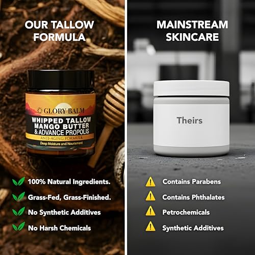 Whipped Beef Tallow Skin Moisturizer with Mango & Propolis - 4oz Natural Balm