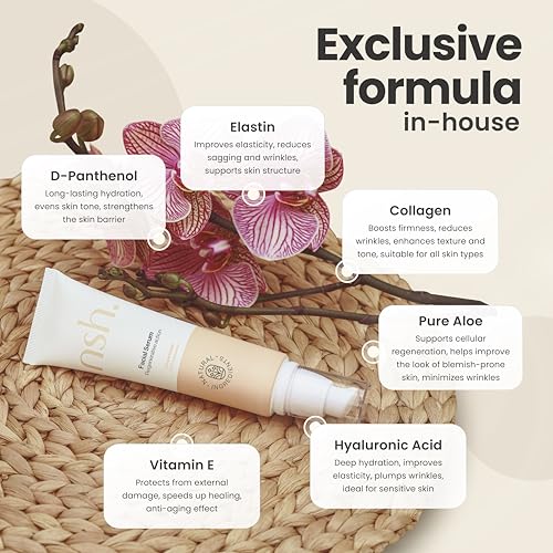 NSH Aloe & Hyaluronic Acid Face Serum 3.38 Fl oz ? Ultra Hydrating, Anti-Aging & Anti-Acne Formula with Aloe, HA, Collagen, Elastin, Vitamin B5 & Vitamin E for Plumper, Clearer, Rejuvenated Skin