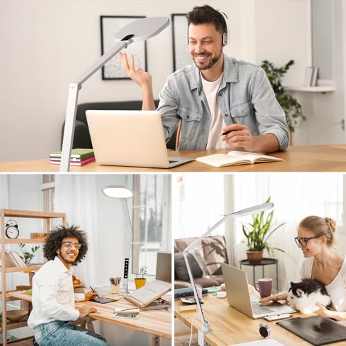 LitONES LED Desk Lamp with Clamp - White, Adjustable, Multi-Functional
