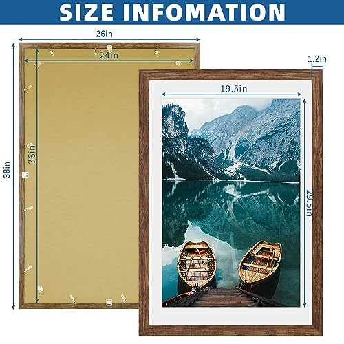 24x36 Poster Frame Set of 2 - Rustic Brown Wood Style for 20x30 or 24x36 Photos (Variation: Rustic Brown / 24x36 in)