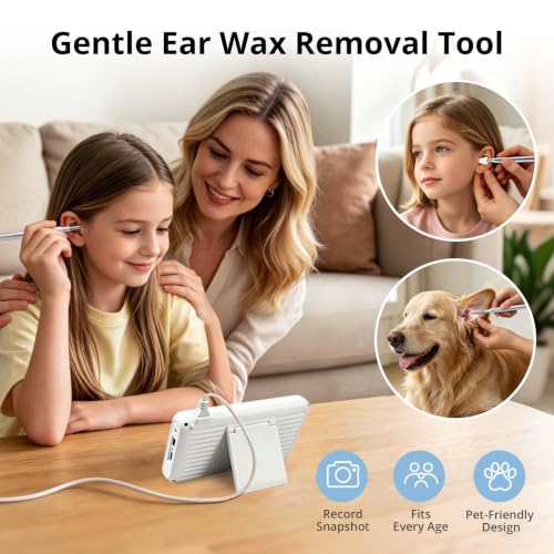 AudScope Digital Ear Otoscope with 4.5" HD Screen, 3.9mm Camera, 8 Tips & 3-Level Light