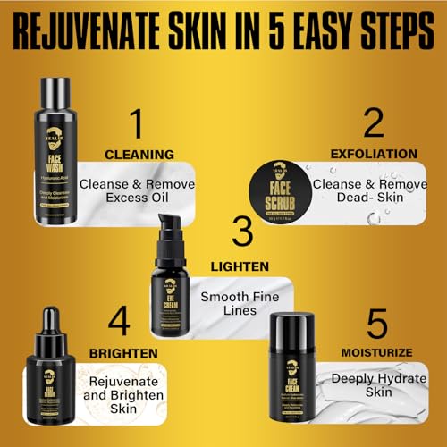 Men's Anti-Aging & Hydration Skincare Gift Set | Facial Cleanser, Scrub, Eye Cream, Serum & Moisturizer