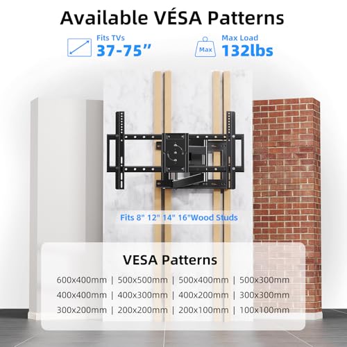 Long Arm TV Wall Mount 180° Swivel Tilt +5/-20° for 32-75 Inch TVs Variation of Fit 32-75 Inch