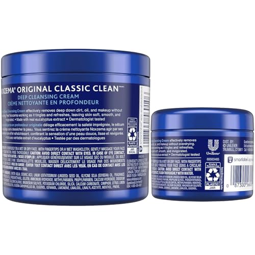 Noxzema Deep Cleansing Cream Bundle - Eucalyptus 7 Ounce Pack of 4 + Travel Size