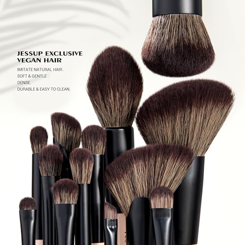 Jessup Peach Dust 7-Piece Double Sided Makeup Brush Set - Cruelty-Free, Travel-Friendly