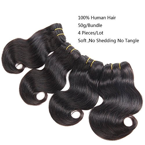 8 Inch Brazilian Virgin Body Wave Hair Bundles - Natural Color, 100% Human Hair, Short Sew-In Extensions - Variation #1B-Natural-BD