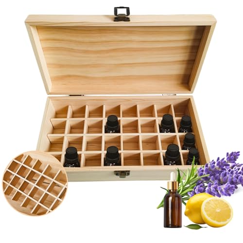 32 Slots Wooden Essential Oil Organizer - Travel & Display Box, JasCherry