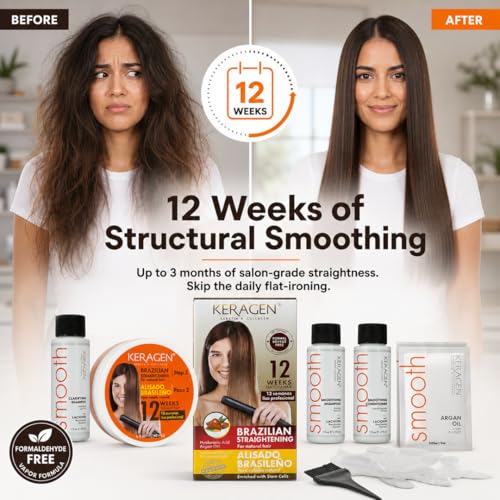 Brazilian Straightening Kit for Natural Hair - Formaldehyde-Free Smoothing & Frizz Control