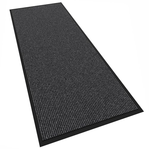3' x 6' Heavy Duty Indoor Outdoor Front Door Mat - Gray Stripe