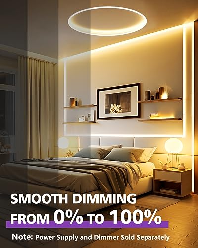 HitLights 24V Warm White LED Strip Lights 26.2ft Indoor Use, 3000K, Backed 3oz PCB