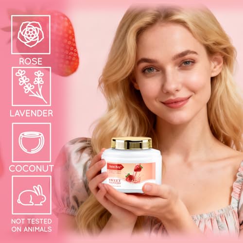 Strawberry Spa Gift Basket Set for Women - Bath & Body Care Kit