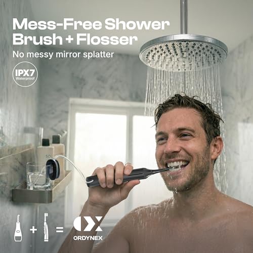Ordynex Sonic Electric Toothbrush & Water Flosser Combo Black – Rechargeable Oral Care Kit for Sensitive Teeth & Braces