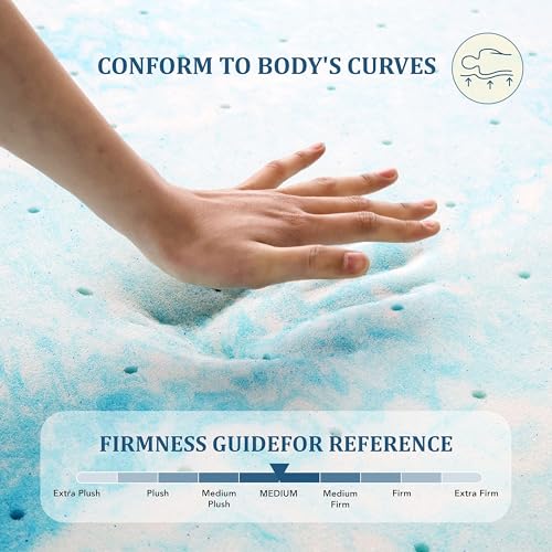 Full Size 3 Inch Gel Memory Foam Mattress Topper - Pressure Relief, Breathable