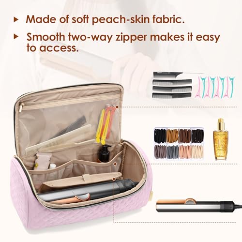 Yarwo Travel Carrying Case Compatible with Dyson Hair Airstrait Straightener and Attachments, Portable Storage Bag for Flat Curling Iron and Hair Tools Accessories, Pink (Patent Pending)