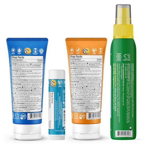Badger Sun & Bug Bundle - SPF 40 Sport Mineral Sunscreen, SPF 40 Kids Sunscreen, SPF 35 Face Sunscreen Stick, and Bug Spray, Reef-Friendly Sunscreen with Zinc Oxide and DEET-Free Insect Repellent