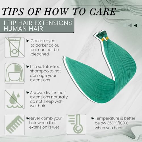RUNATURE I Tip Hair Extensions 16 Inch 20g - Teal, Pack of 1