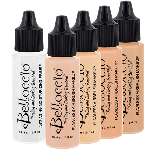 Airbrush Makeup Foundation Set with 4 Shades - Long Lasting & Moisturizing