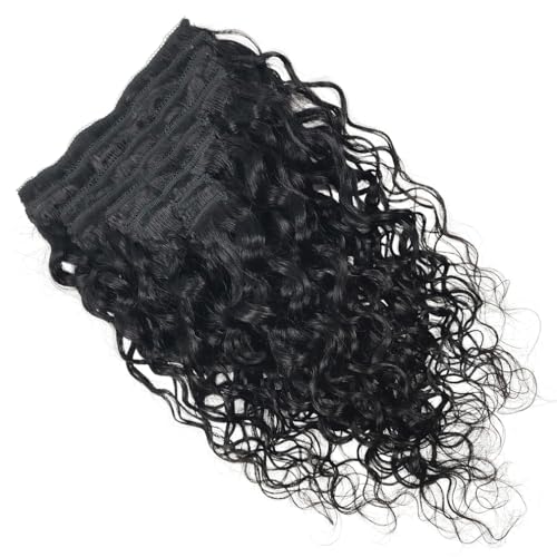 Deep Curly Clip-In Human Hair Extensions 120g 22 Inches Black - Natural