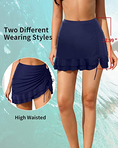 Women’s Ruched Swim Skirt - XX-Large Navy Blue Bathing Suit Bottoms