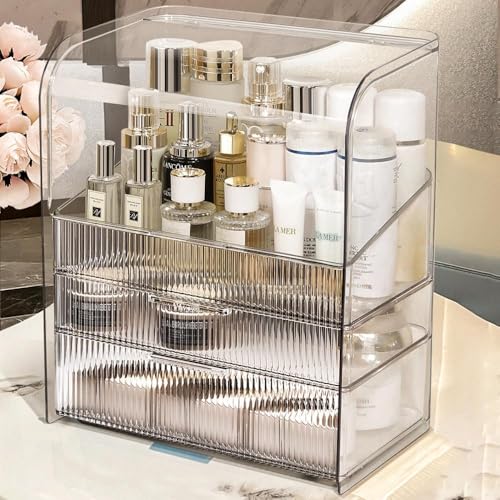Makeup Storage Organizer Box Large Cosmetic Display Cases Dustproof and Waterproof Cosmetic Organizer Countertop Skincare Organizer