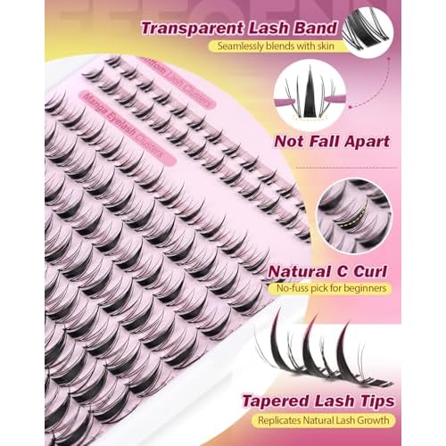 Fairy Lash Clusters Manga Eyelash Clusters Wispy Individual Lashes Natural Cluster Eyelash Extensions 8-16mm Anime Lashes Clusters Spiky DIY Lash Extension by Eefofnn (124PCS,C Curl)