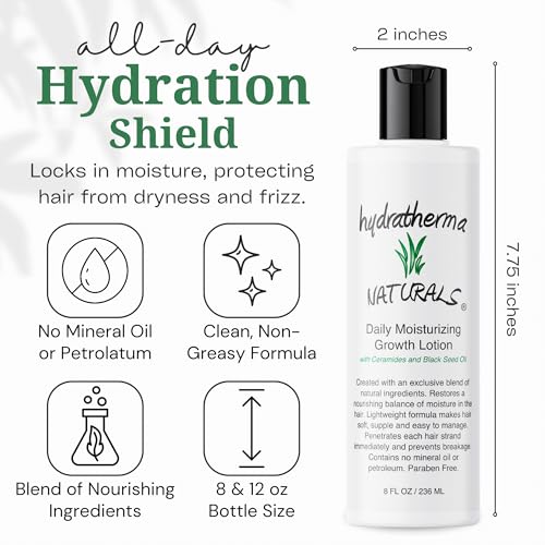 Hydratherma Naturals Daily Moisturizing Hair Lotion 8 oz. for Curly, Coily & Wavy Hair
