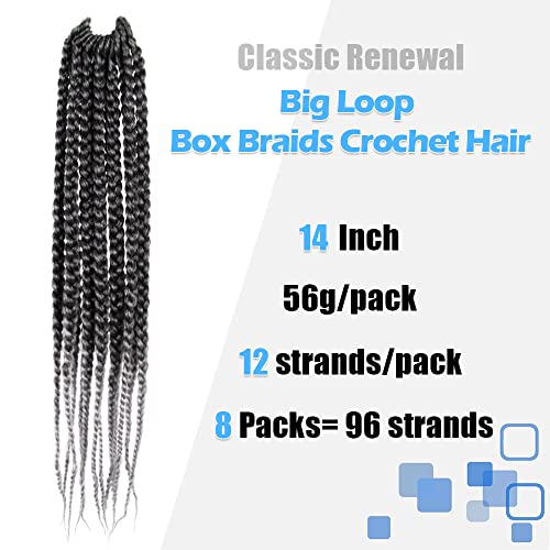 T1B/Grey Ombre Box Braid Crochet Hair 14 Inch - 8 Packs for Natural Styling