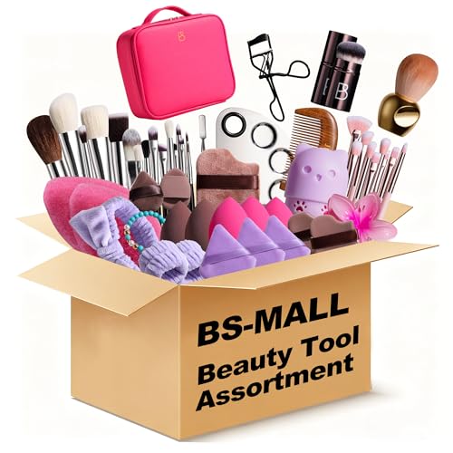 BS-MALL XL Makeup Brush & Beauty Tool Assortment Set with Bag & Sponges