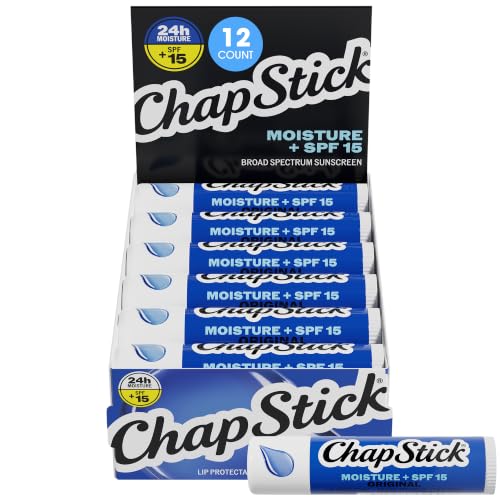 ChapStick Moisture + SPF 15 Bulk Lip Balm 12-Pack, Original/12 Count, Hydrating Sunscreen
