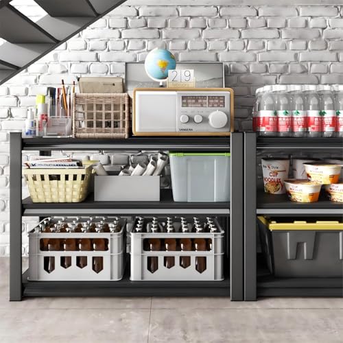 Black 3-Tier Garage Shelving Unit - Heavy Duty Metal Storage Rack 48W x 18D x 39H