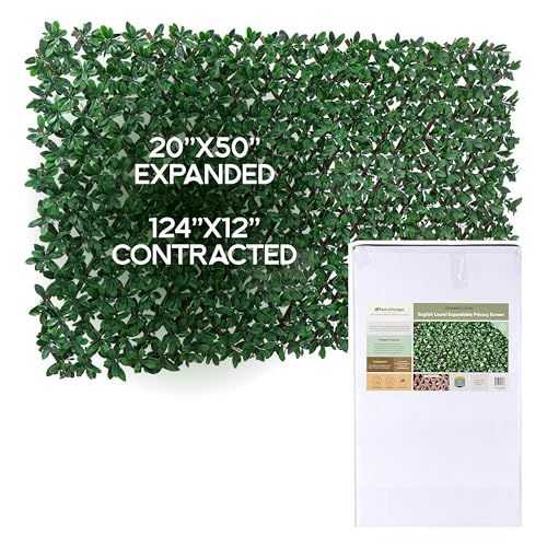 Artificial Privacy Grass Wall Decor - Ficus Leaf, 20x50 Inches - Faux Outdoor Fence Covering, Garden Screen, Balcony Privacy Panel - Ficus Leaf Variation
