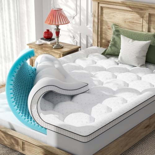 Qocismile White Full 4-Inch Dual Layer Memory Foam Mattress Topper