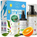 Kids Skincare Set - Unscented & Orange 3-Step Routine for Sensitive Skin