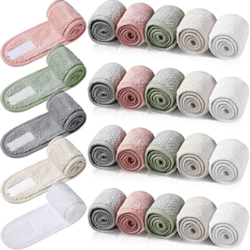 Multicolor Spa Headbands 25 Pack - Adjustable Hair Wrap for Face & Hair Care
