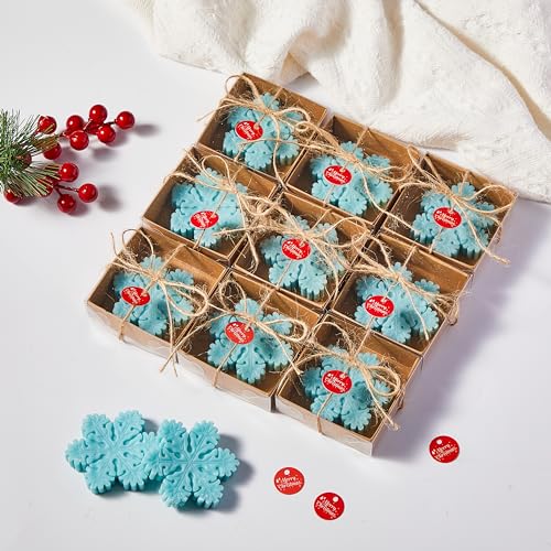 Maxcheck Snowflakes Christmas Handmade Soap Gift Set - 50 pcs Holiday Guest Soaps with Box & Stocking Stuffers