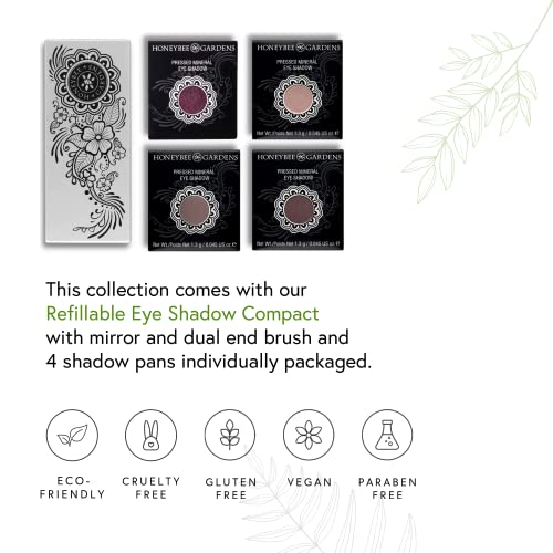 Refillable Eye Shadow Palette - Amethyst Glow, 4 Shades, Vegan & Eco-Friendly
