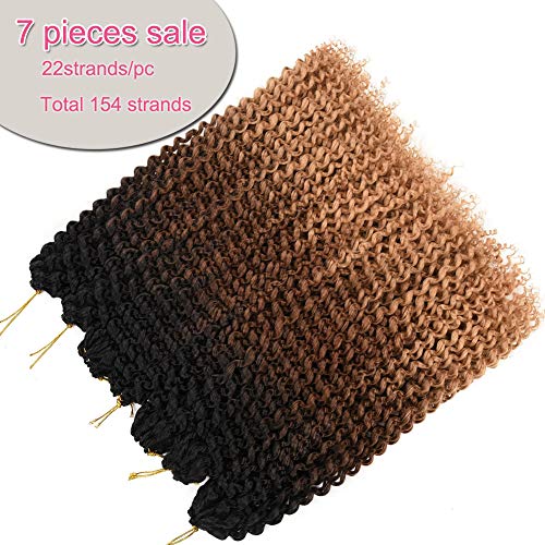 7 Packs 18 Inch Water Wave Synthetic Passion Twist Hair Ombre Brown Blonde - Crochet Braids