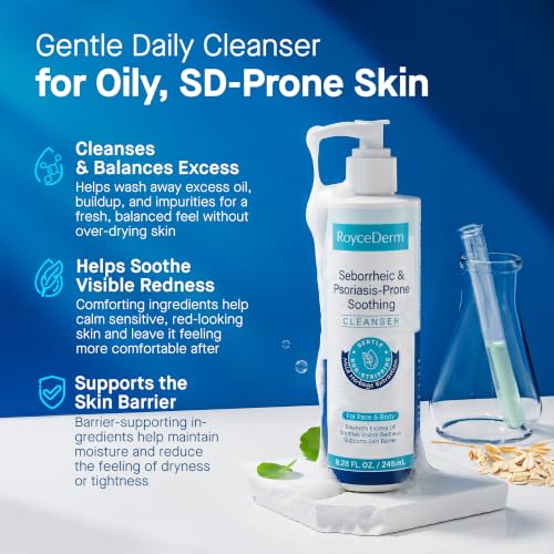 Foaming Face & Body Wash for Sensitive Skin - Seborrheic Dermatitis & Psoriasis - 8.45 Fl Oz - Face Wash