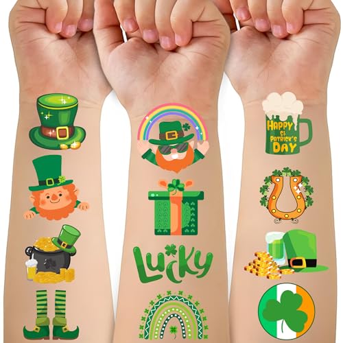 50 PCS St Patrick's Day Tattoos Stickers for Kids, St Patricks Day Decorations Accessories, Irish Shamrock Tattoo Stickers for Party Favors Supplies