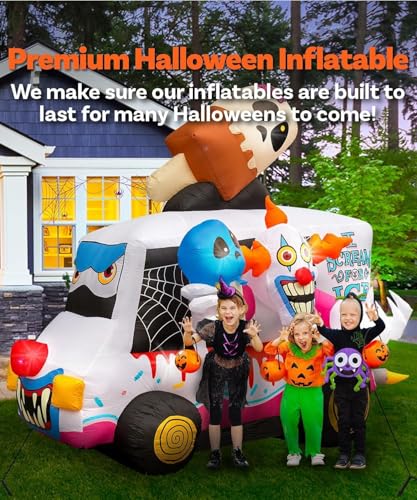 9FT Halloween Inflatable Clown Ice Cream Truck Outdoor Decoration - inslife